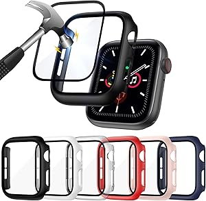 ZEBRE [6 Pack] Hard PC Case Compatible with Apple Watch SE/Series 6 / Series 5 / Series 4 40mm with Built in 9H Tempered Glass Screen Protector- All Around Full Coverage Protective Cover Bumper