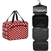 ALAZA Red Polka Dot Toiletry Bag Men and Women Travel Hanging Makeup Cosmetic Bag Toiletries Accessories M