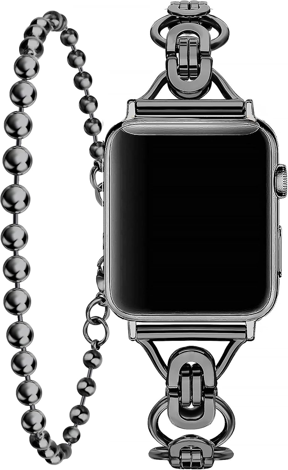 Secbolt Bands Compatible with Apple Watch Band 38mm 40mm iWatch SE Series 6/5/4/3/2/1, Women Dressy Double Tour Bracelet Ball Chain Wristband Stainless Steel