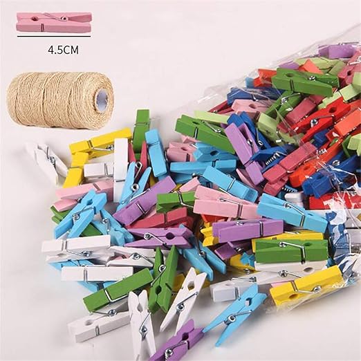 QQWA Lote de 100 mini clips de madera, mini clips para sujetar papel