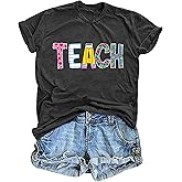 ELDPS Teacher Shirts for Women: Funny Teach T Shirt Teacher Life Tees Cute Teachers Gifts Tops Blouse