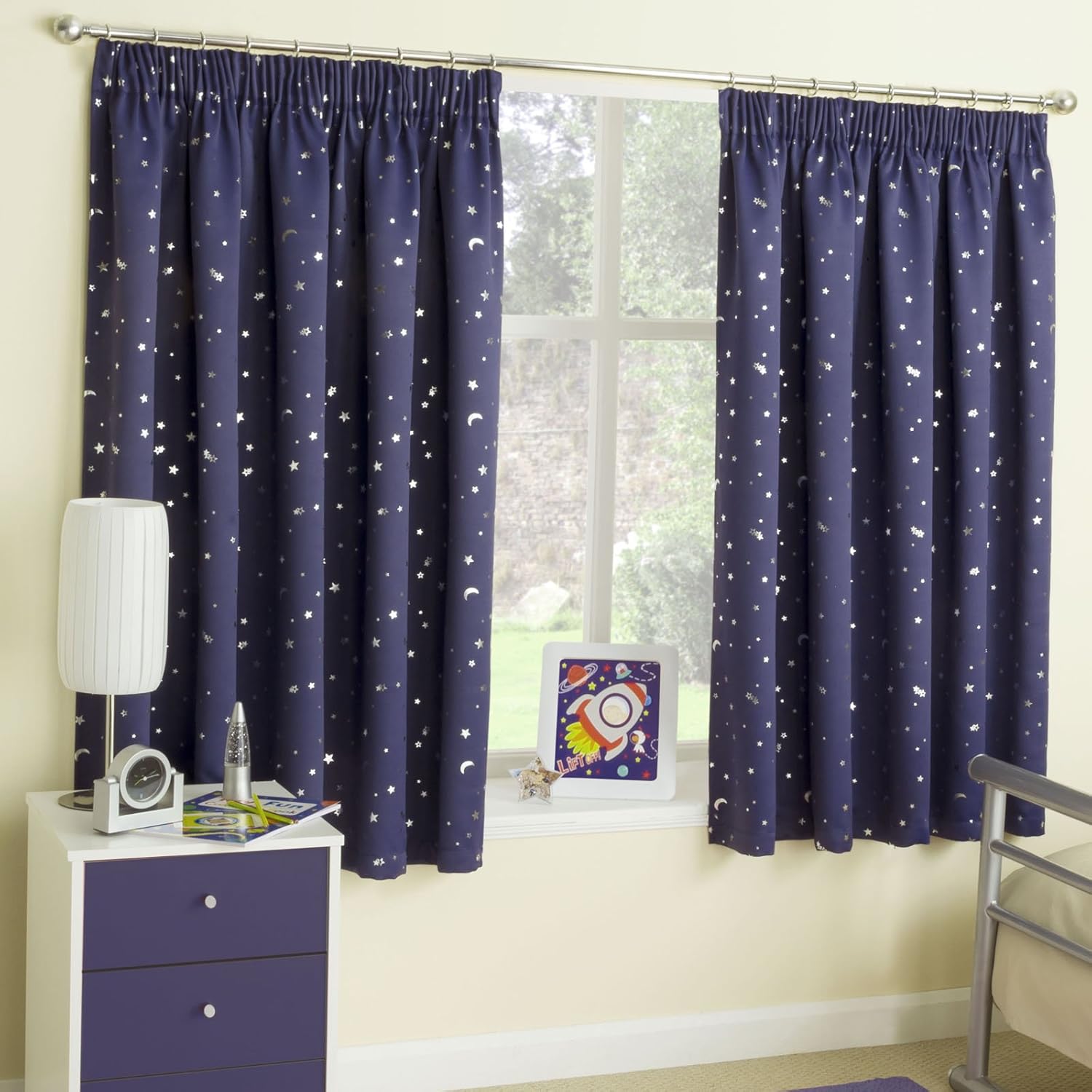 Moonlight Navy Blackout Pencil Pleat Curtains 66x72 168x183cm