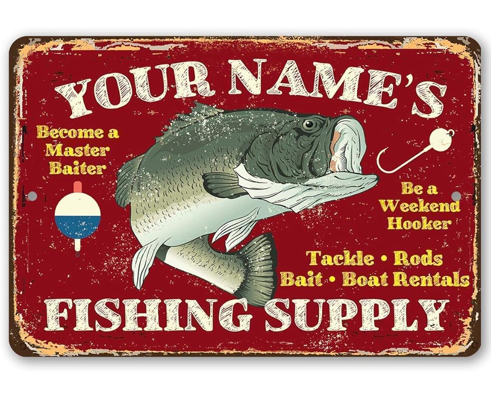 Amazon.com: Personalized Fishing Supply Metal Sign - Durable Metal Sign