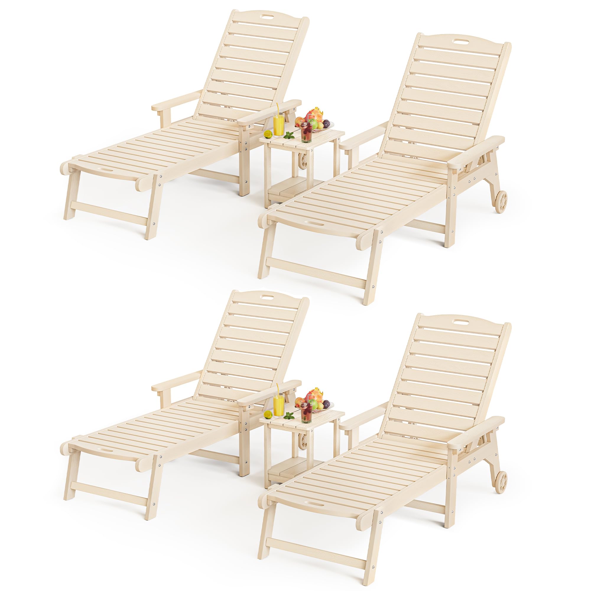 LUE BONA HDPS Chaise Lounge Chairs Set with