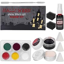 Amazon.com : Halloween Special Effects SFX Zombie Makeup Kit,6 ...