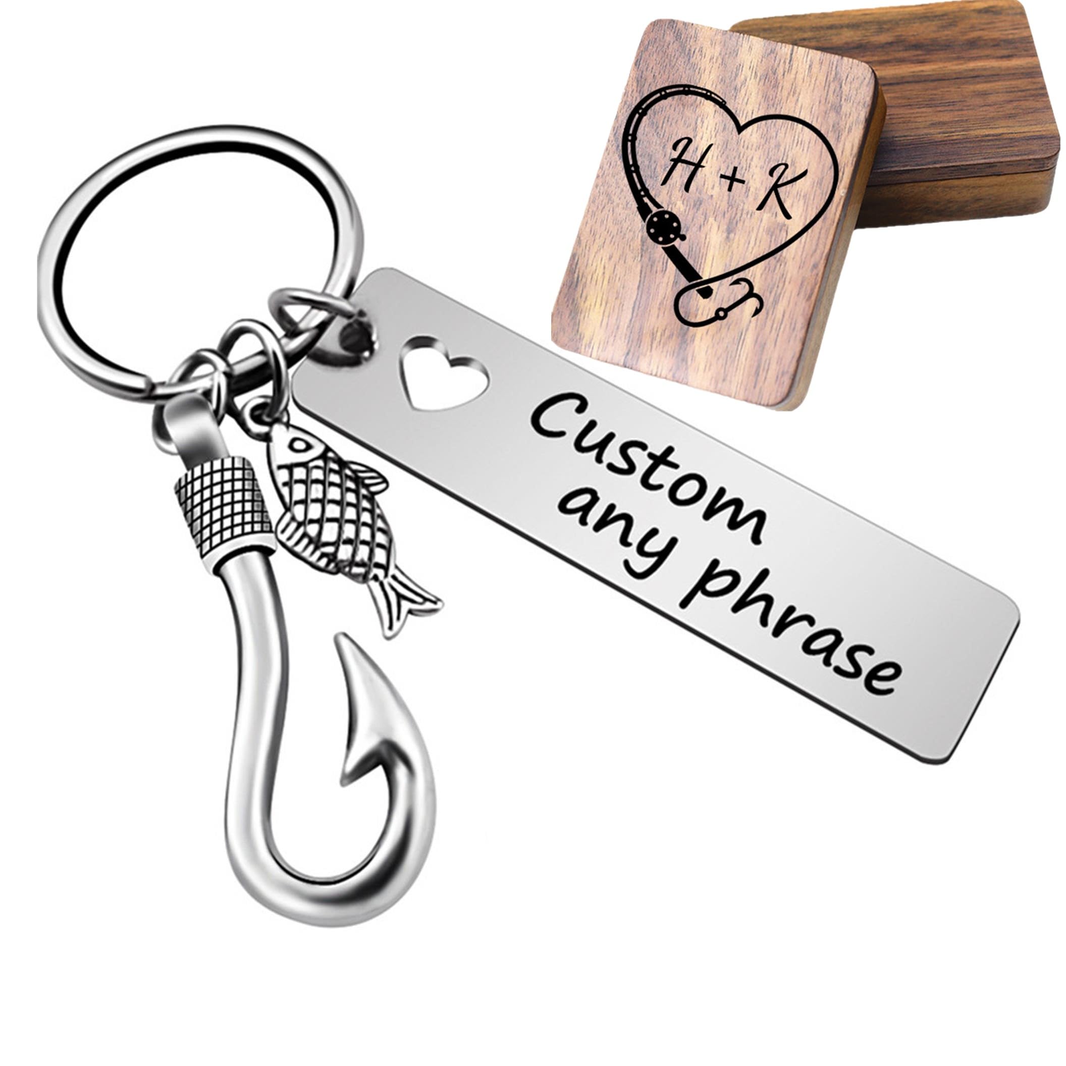 JUPPE Personalized Fishing Hook Keychain, Custom