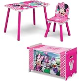 Delta Children Disney Minnie Mouse 3-Piece Toddler Playroom Set&ndash; Includes Table, Chair and Toy Box, Pink