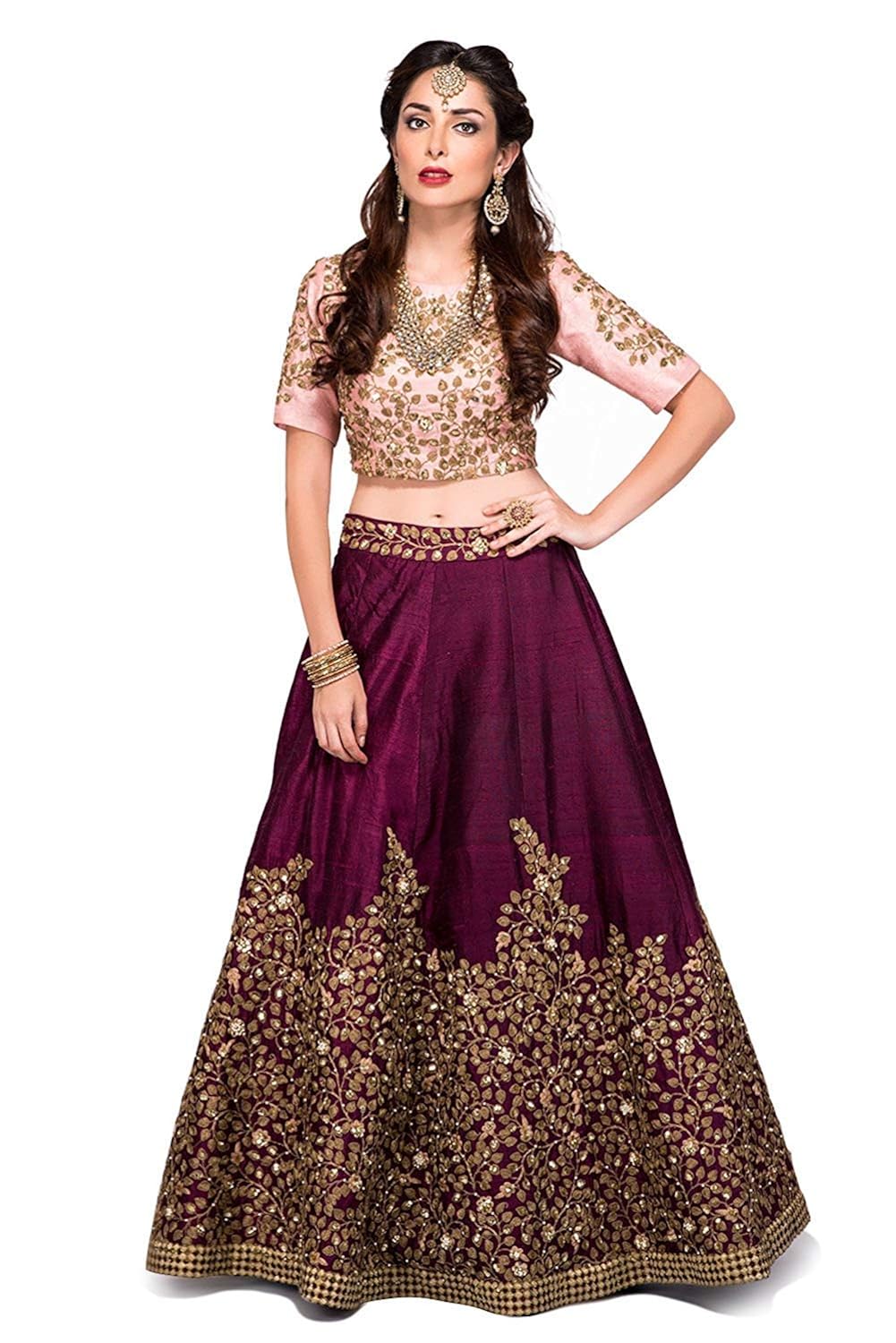 v.k.creation women's new designer silk semi-stiched lahenga choli