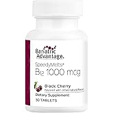 Bariatric Advantage B-12 Speedy Melts, Vitamin B12 1000 mcg Supplement, Fast Melting with 200 mcg of Folic Acid for Nutritional Support - Black Cherry, 30 Count