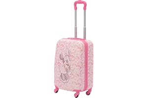 FUL Unisex Kid's Disney Minnie Mouse 21 Inch Carry On Luggage, Hardshell Rolling Suitcase with Spinner Wheels, Pink-Floral