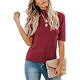 LETSRUNWILD Business Casual Tops for Women Dressy Cute Tops Mock Turtleneck Tshirts Shirts