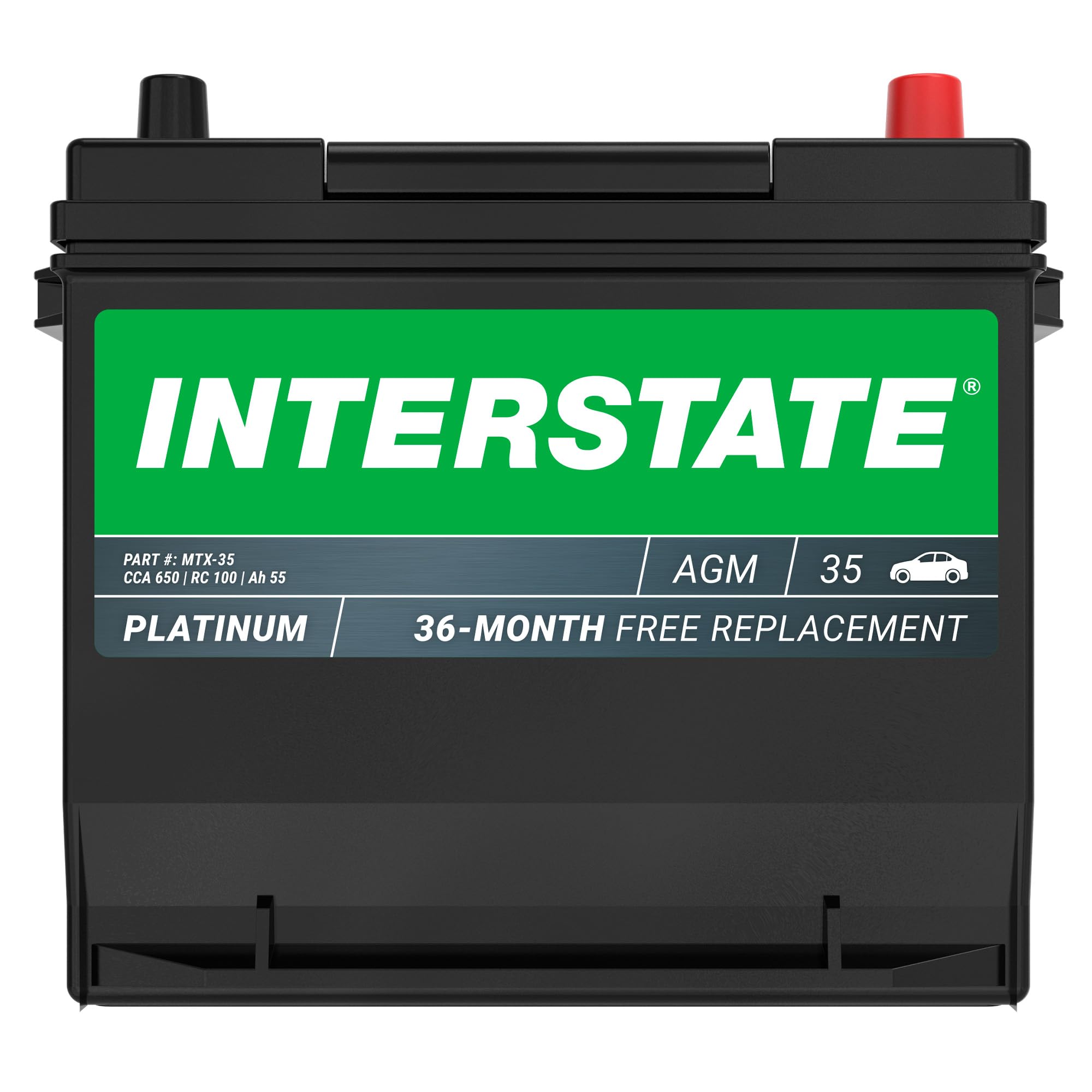 Photo 1 of Interstate Batteries Automotive Battery 12V 55Ah (Group Size 35) 650CCA SLI AGM Auto Battery Replacement for Cars, SUVs, Sedans, Trucks (MTX-35)