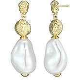 Amazon Essentials (Demi's Pick) Pearl Drop Earrings for Women - Gold-Tone Fine Silver Plated, Bridal Jewelry