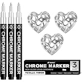Pagather Chrome Paint Markers, Silver Permanent Liquid Mirror Pens | For Plastic, Metal, Models, Jewelry, Glass &amp; DIY Crafts, Create Reflective Mirror Finishes with Brilliant Metallic Effects