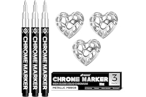 Pagather 3Pcs Chrome Paint Markers, Silver Permanent Mirror Liquid Chrome Pens for Plastic, Metal, Model, Jewelry, Wheel Painting, Touch Up & Repair Kit, DIY Art Projects
