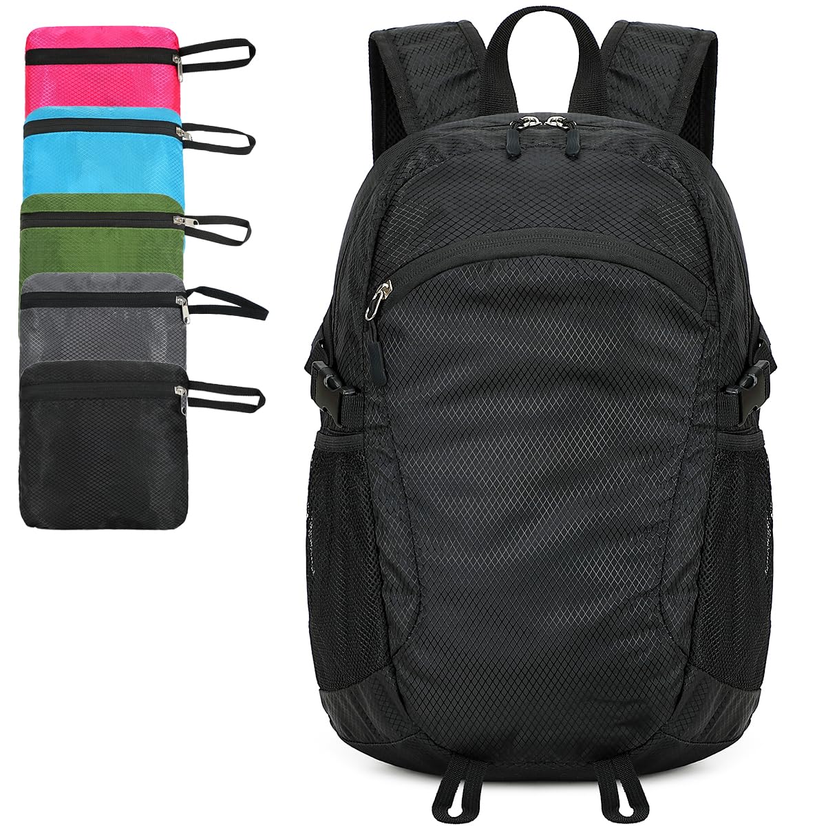 Photo 1 of SFIUYDS Small Hiking Daypack,15L Water-Resistant Hiking Backpack Packable Lightweight Travel Day Pack for Women Men (Black, Small)