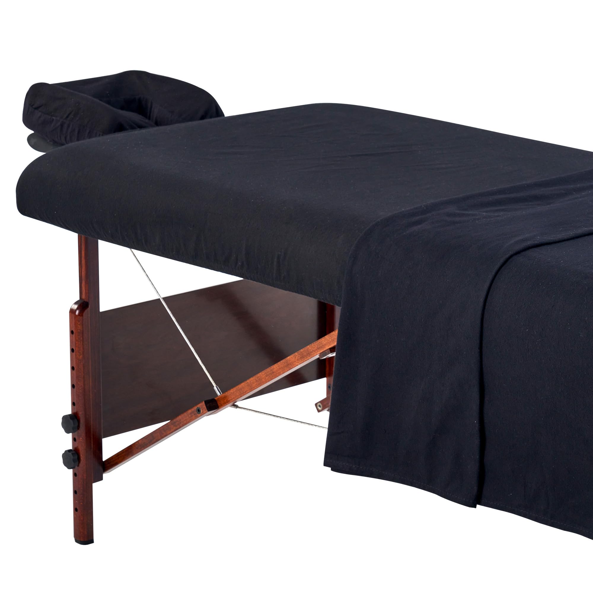 Master Massage Deluxe Massage Table Cover Flannel Sheet Set, Black, 3-Piece