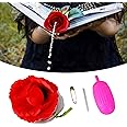 BAZUOBE Squirting Flower Red Rose, Funny Water Squirt Rose Corsage Pin Short Stemmed Clown Joke Tricky Toys, Realistic Rose Flower Joke for Party, April Fools Day Pranks