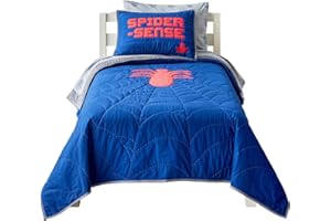 Saturday Park Marvel Spiderman Spider Sense Full/Queen Quilt - 100% Cotton Bedding - Oeko-TEX Certified (Marvel Official)