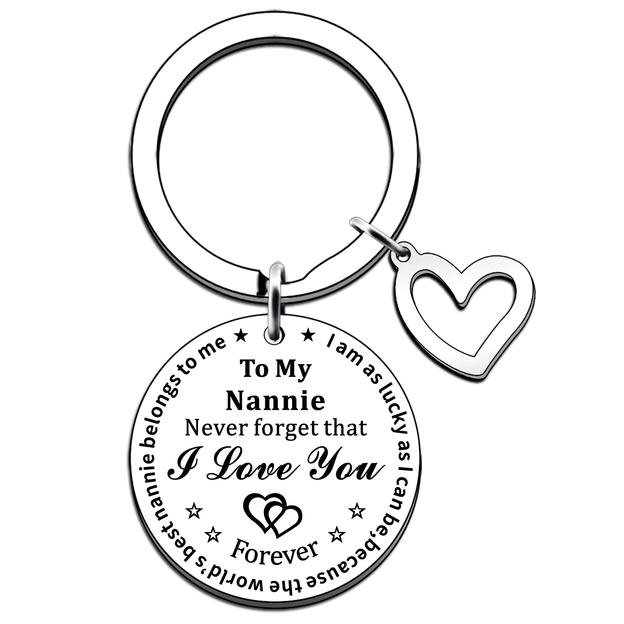 JMIMO Nannie Keyring Nannie Gifts from Granddaughter Grandson Nannie Birthday Gifts Mother's Day Christmas Keyring Present for Nannie Nanny