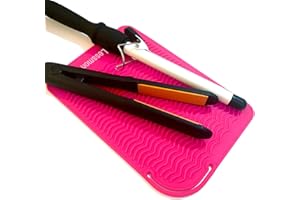 LESSMON Large Heat Resistant Mat for Curling Irons, Hair Straightener, Flat Irons and Hair Styling Tools 11" x 7.5", Pink