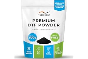 NGOODIEZ DTF Powder Black - Full Melting, Clump Free, DTF Transfer Powder for Dark Fabric - Soft Feel, DTF Powder and Transfer Film with Strong Ink Adhesion - DTF Hot Melt Powder (500g / 17.6oz)