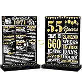 55th Birthday Decorations for Women Men,1971 Birthday Decorations, Acrylic Poster Table Sign With Stand,Vintage 1971 Table Decor Gift 50th Anniversary Class Reunion Gifts Gold