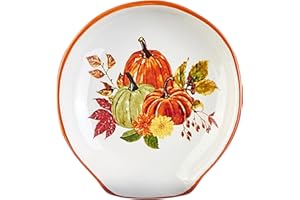 WOOBUD Autumn Spoon Rest - Fall Kitchen Decor, Fall Pumpkin Spoon Rest for Stove Top, Ceramic Autumn Utensil Holder for Holiday, Farmhouse Thanksgiving Decorations Indoor Home Counter, Ready Made Gift Boxes