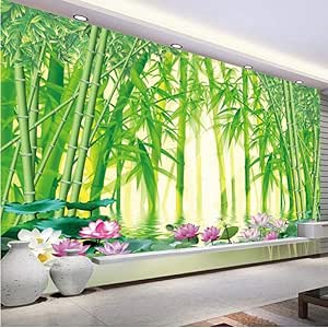 Wuyyii Papel Tapiz 3D Moderno Clásico Verde Bosque De Bambú Paisaje