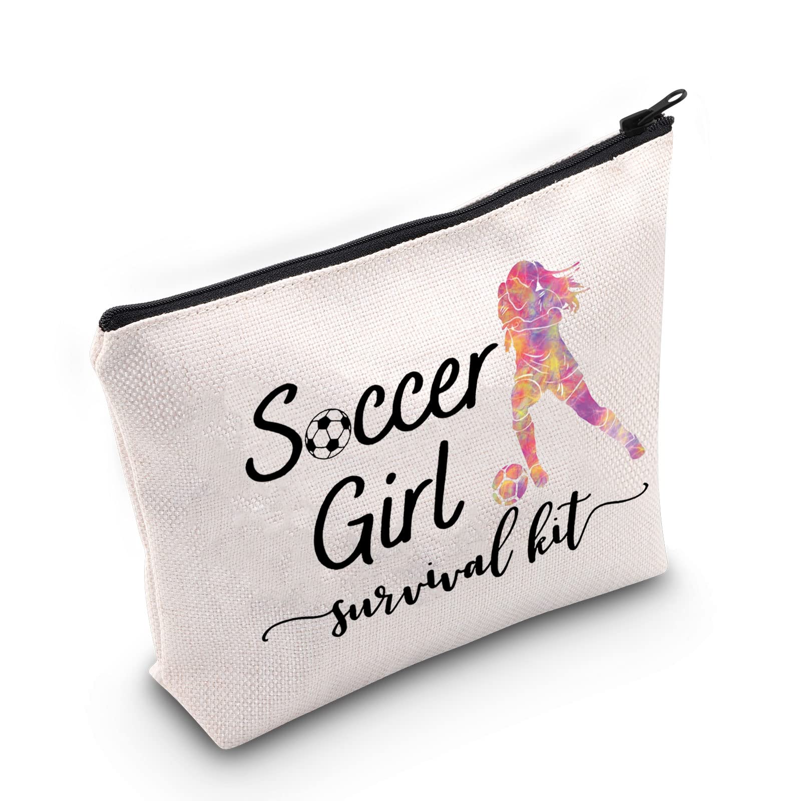 WZMPA Soccer Girl Cosmetic Makeup Bag - Soccer Player Gift - Fit - Travel/On-The-Go Makeup Storage