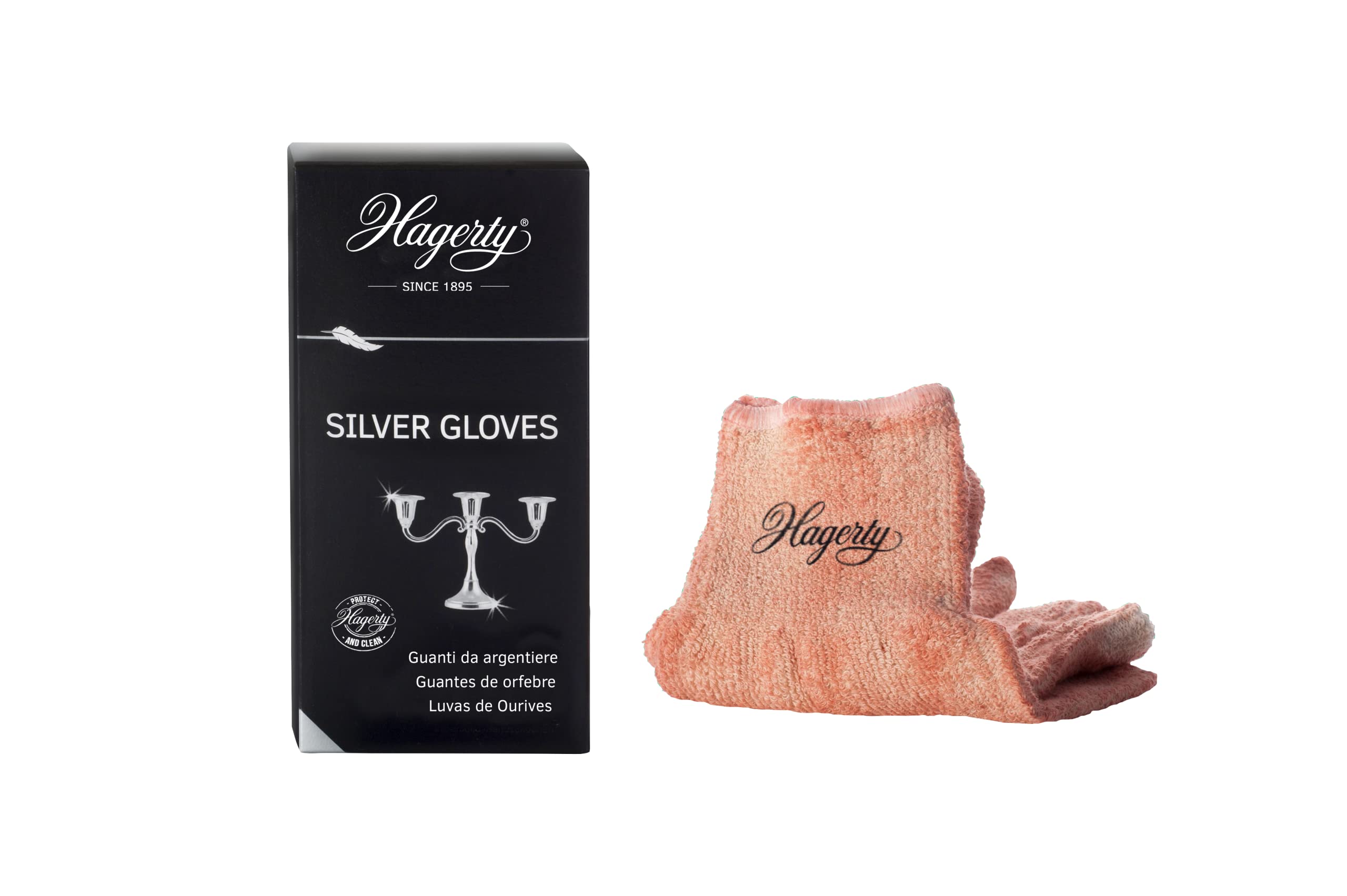 Hagerty Silver cleaning gloves with tarnish protection | Impregnated cotton polishing practical for Practical for maintaining plated metals | 1 pair