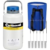 CGOLDENWALL 3L Liquid Nitrogen Container Cryogenic Container LN2 Tank Aluminum Alloy Dewar Liquid Nitrogen Dewar with 6 Canisters and Carry Bag (3L)