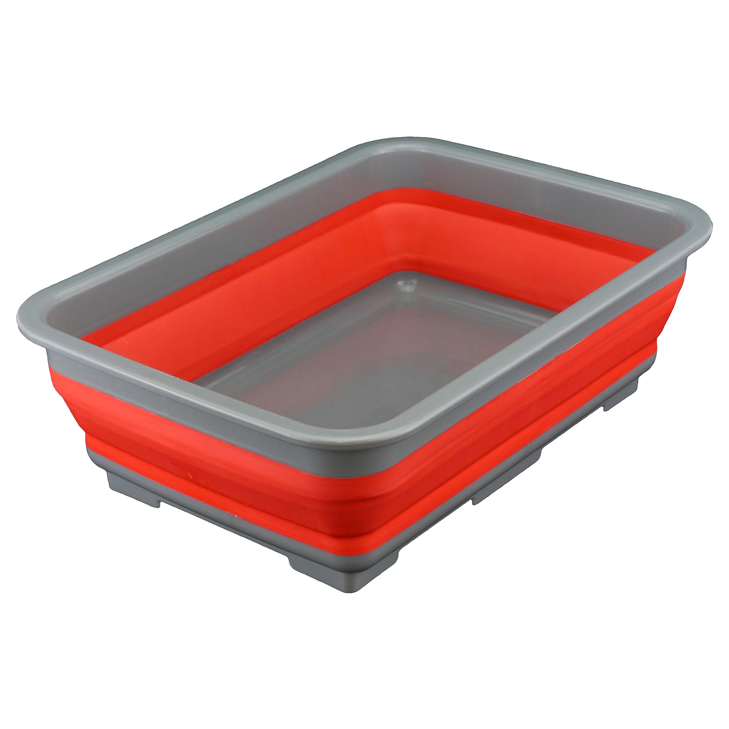 Roden Collapsible Washing up Bowl, Portable 10L Water Storage Basin and Space Saving Plastic Washtub with Easy Pop Out Plastic Design Ideal for Cleaning & Camping(red).