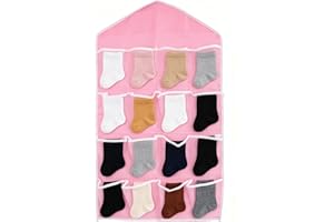 Underwear Hanging Organizer, Closet Organizers and Storage Shelves Socks Bra Clear Hanging Bags with 16 Pockets for Bedroom (