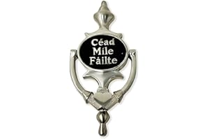 Exclusively Irish Claddagh Door Knocker for Front Door Cead Mile Failte Knocker 8" Brass, Satin Nickel Ireland Welcome Gift (Black Satin Nickel)