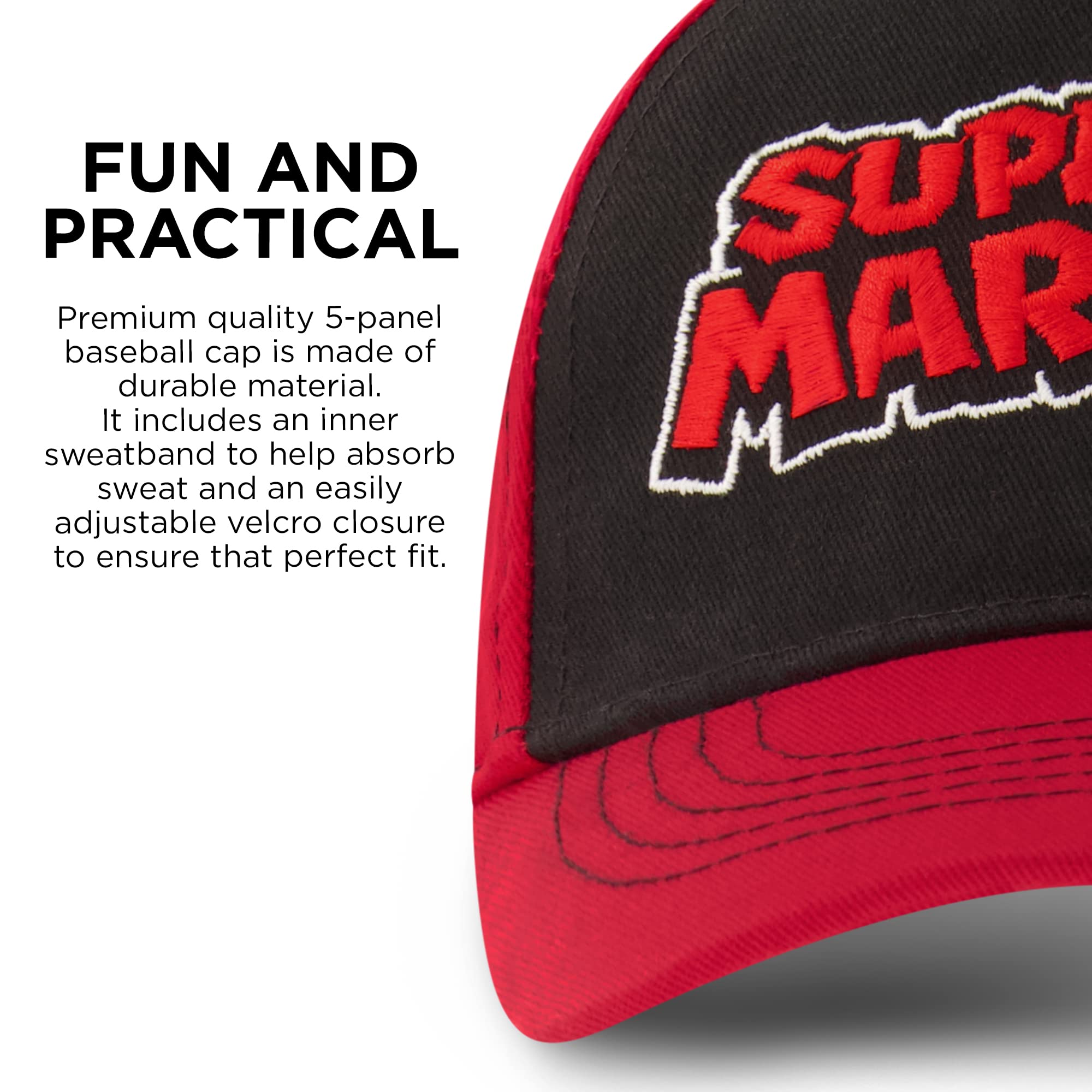 Nintendo Boys Baseball Cap, Super Mario Adjustable Kids Hat for Ages 4-7