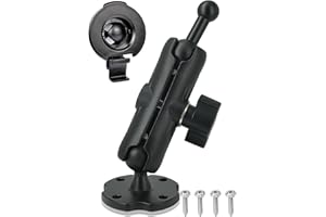 VAUBORTTI Aluminum GPS Mount with [17mm to 25mm Dual Ball Adapter], Fits Garmin GPS & Phone Holder, Replacement for Suction Cup Windshield Mount, Heavy-Duty Drill Base, Arm with 1" Ball Joint