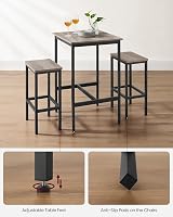 VASAGLE Bar Table and Chairs Set 2-Piece Space-Saving Heather Greige Ink Black view 8