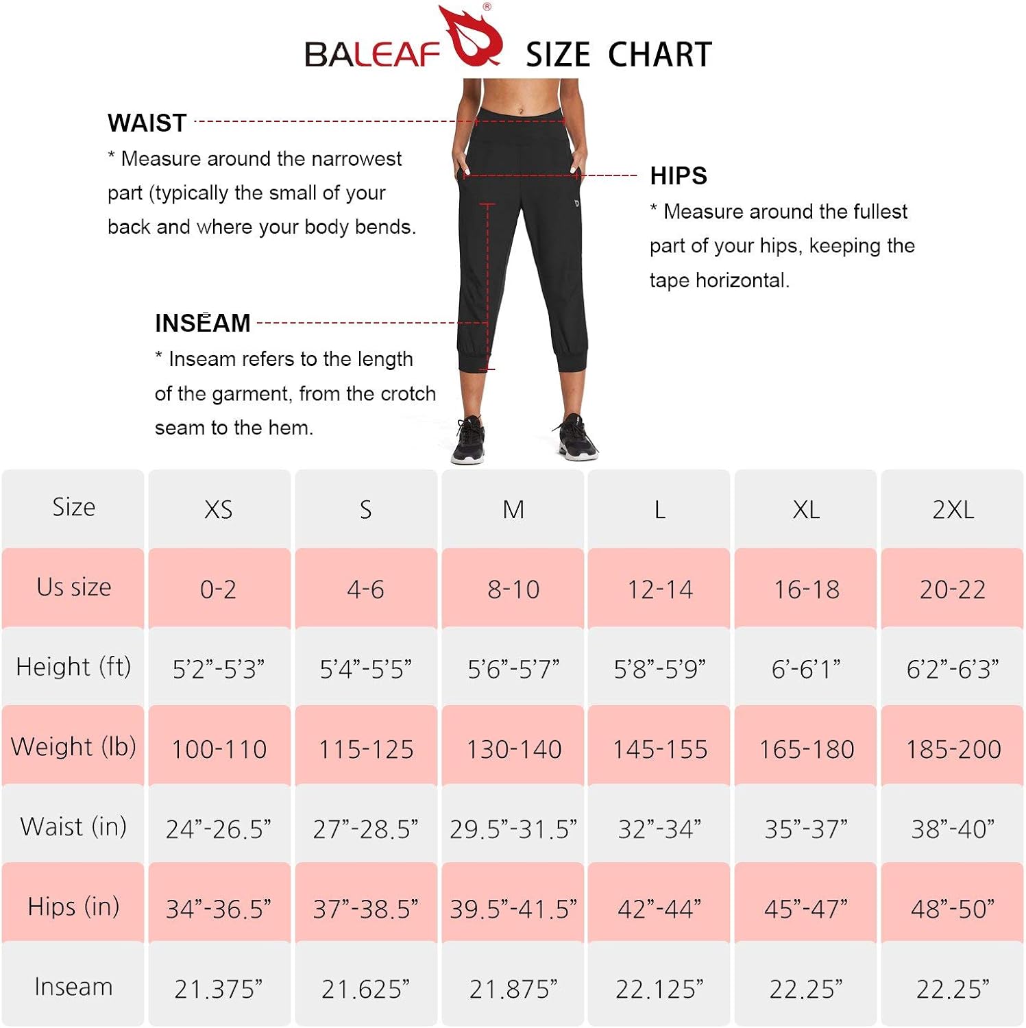 BALEAF Women's 21" High Waisted Capri Joggers Lightweight Cropped Athletic Sport Pants Quick Dry: Clothing