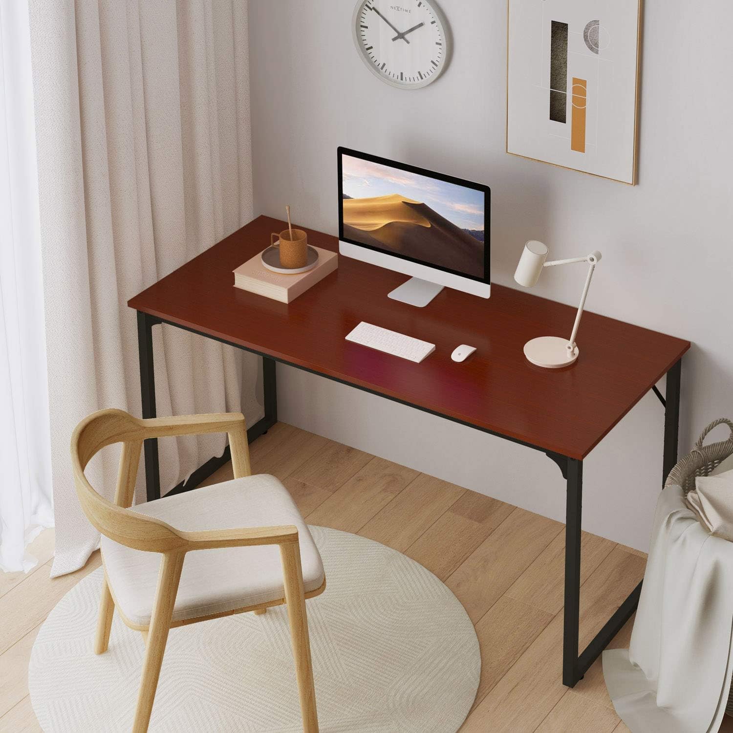 Coleshome Computer Desk 47", Modern Simple Style Desk for Home Office, Sturdy Writing Desk,Teak: Kitchen & Dining