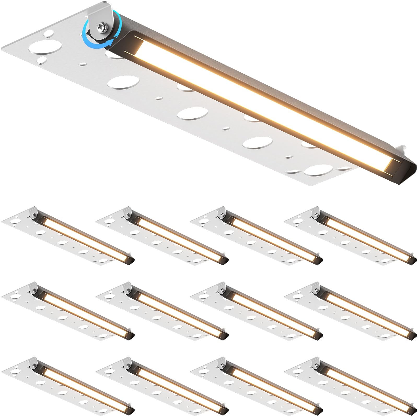 Photo 1 of SUNVIE 12 Inch LED Hardscape Lighting 2700K Soft White Retaining Wall Lights 7W LED Landscape Lighting 12-24V Low Voltage Step Lights Outdoor with Connectors Waterproof Hardscape Paver Light, 12 Pack