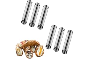 Stainless Steel Non-stick Cannoli Tubes Molds - 6pcs Large 4.92 inch Cream Horn Molds Kit - Baking Tubes Cones Pastry Roll Cr