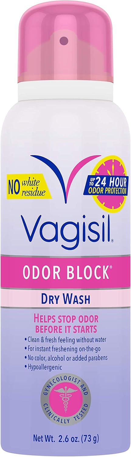 Vagisil Odor Block Feminine Dry Wash Deodorant Spray for Women, Gynecologist Tested, On The Go Hygiene, 2.6 Ounces: Health & Personal Care