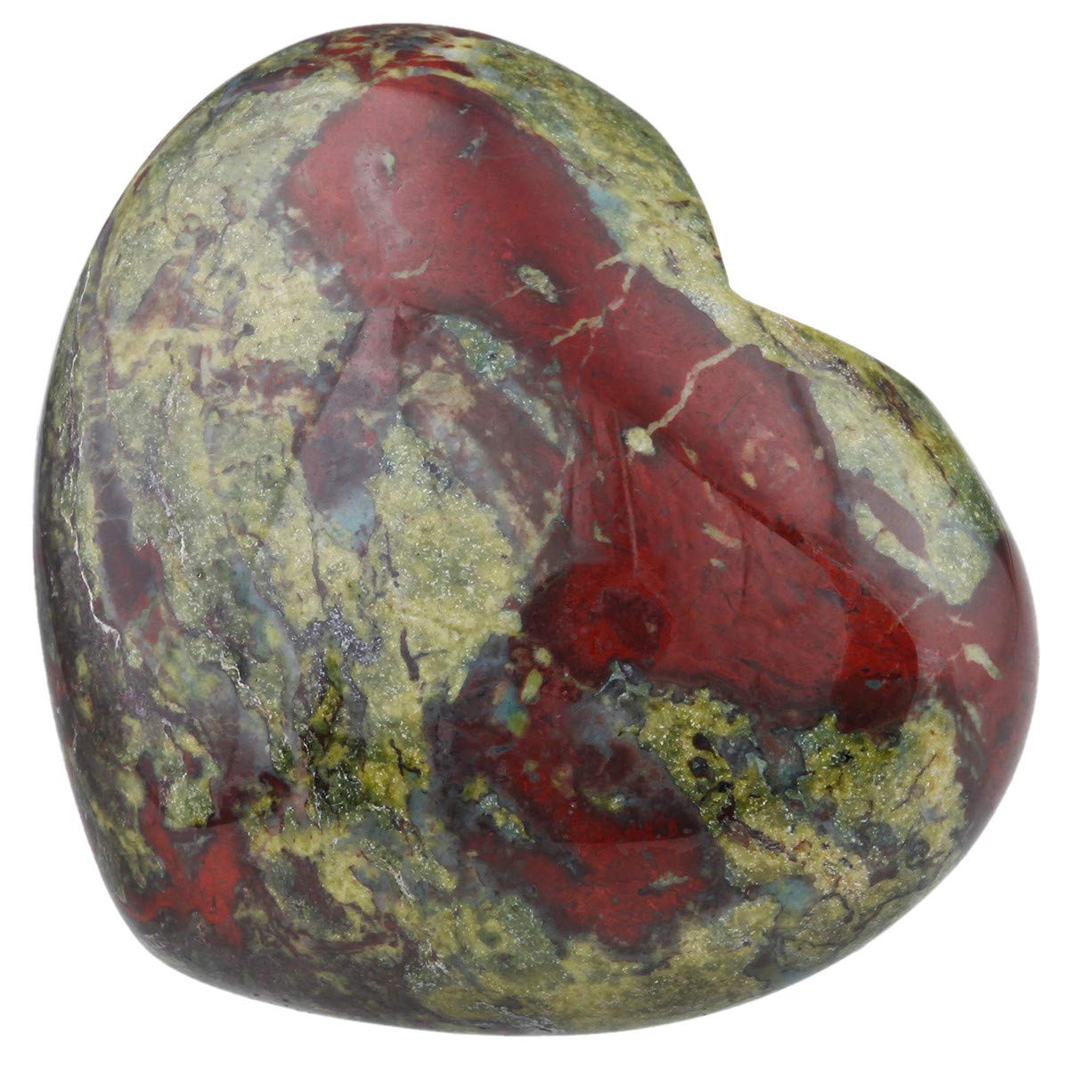 KYEYGWO Dragon Blood Jasper Puff Heart Healing Crystals Love Stone, Pocket Stones Palm Worry Stone for Reiki Meditation Balancing, 1.7" (1 PCS)