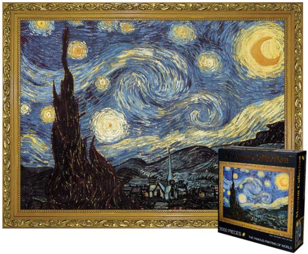 Classic Puzzle Game 3000 Piece Puzzle for Adults Kids - Starry Night by Vincent Van Gogh Sturdy and Easy