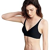 V-Neck Padded Bra – Comfortable Build-in Silicone Underwire Seamless Bra - Half Coverage Bras with Hook & Eye Back Closure