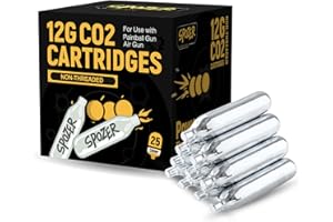 Spozer 12g CO2 Cartridges – 25 Pack, Non-Threaded Snug Fit, Compatible with CO2 BB Guns, Airguns, Air Pistols, Rifles, Airsoft, Pellet Guns, Paintball Markers & Accessories