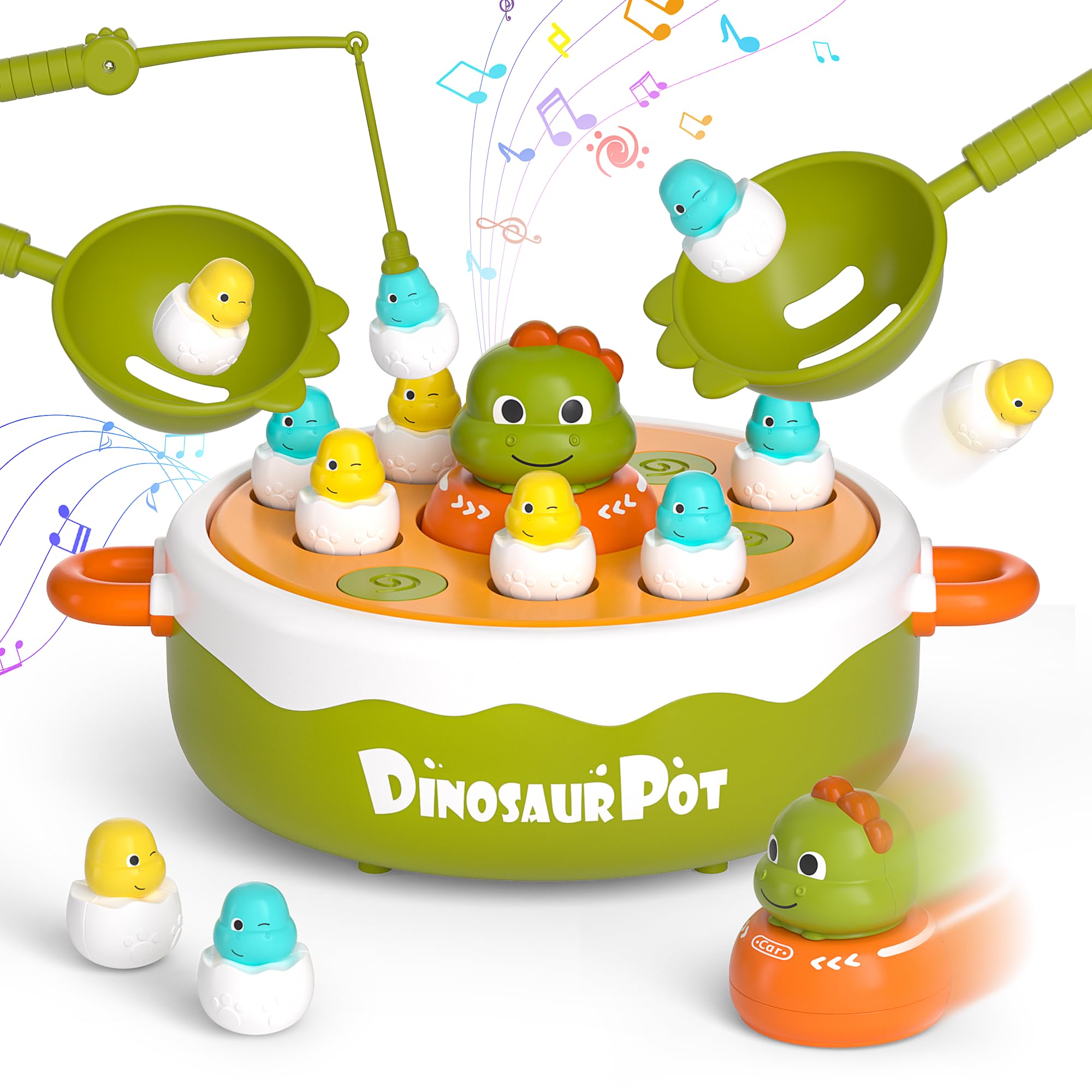 Photo 1 of UNEEDE 4 in 1 Bounce and Catch Dinosaur Toys, Magnetic Fishing Game, Tic Tac Toe, Bowling and Pop Up Family Operation Game, Christmas Birthday Gift for Thanksgiving Toddlers Board Games for Kids