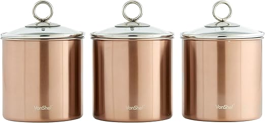 Amazon Com Vonshef Tea Coffee And Sugar Canisters Kitchen Storage