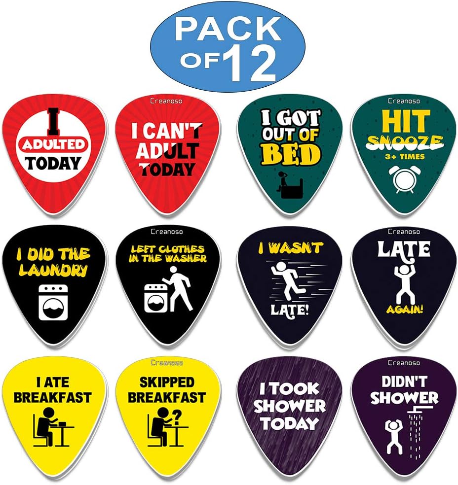 Creanoso Funny Guitar Picks, Adulting (12-Pack), Premium Music Gifts & Guitar Accessories for Musicians - Image 3